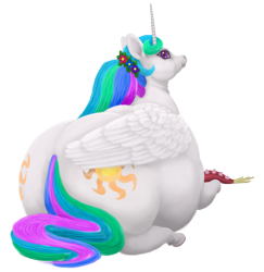 Size: 1400x1442 | Tagged: safe, artist:soobel, derpibooru import, discord, princess celestia, alicorn, pony, butt, chubbylestia, fat, looking at you, looking back, looking back at you, obese, simple background, sunbutt, transparent background