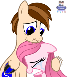 Size: 800x911 | Tagged: safe, artist:guruyunus17, artist:mrstheartist, oc, oc only, oc:annisa trihapsari, oc:seb the pony, pony, collaboration, comforting, crying, cutie mark, duo, eyes closed, sadness, simple background, transparent background