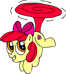 Size: 1309x1484 | Tagged: safe, artist:blackrhinoranger, derpibooru import, apple bloom, earth pony, pony, female, filly, flying, foal, miles "tails" prower, simple background, solo, sonic the hedgehog (series), the cmc's cutie marks, transparent background