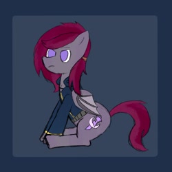 Size: 1727x1727 | Tagged: safe, artist:vespermoon, derpibooru import, oc, oc:vesper moon, bat pony, pony, clothes, jumpsuit, sitting, sketch, vault suit