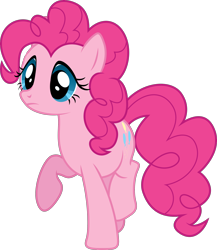 Size: 3000x3454 | Tagged: artist needed, safe, derpibooru import, pinkie pie, earth pony, pony, female, frown, raised hoof, raised leg, simple background, solo, transparent background, vector, wrong eye shape