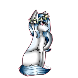 Size: 512x512 | Tagged: safe, artist:kat-the-true-kitkat, derpibooru import, oc, oc only, earth pony, pony, chest fluff, earth pony oc, floral head wreath, flower, raised hoof, raised leg, simple background, smiling, solo, transparent background