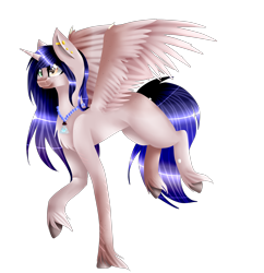 Size: 2112x2178 | Tagged: safe, artist:kat-the-true-kitkat, derpibooru import, oc, oc only, alicorn, pony, alicorn oc, chest fluff, female, horn, jewelry, mare, necklace, pearl necklace, simple background, smiling, solo, transparent background, unshorn fetlocks, wings