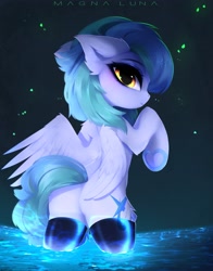 Size: 3216x4096 | Tagged: safe, alternate version, artist:magnaluna, derpibooru import, oc, oc only, pegasus, pony, clothes, stockings, thigh highs