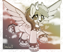 Size: 1354x1133 | Tagged: safe, artist:llametsul, derpibooru import, rainbow dash, deer, pegasus, reindeer, atg 2022, bell, blurry background, chest fluff, cute, ear fluff, ears, flying, heart, looking at you, monochrome, newbie artist training grounds, reindeer dash, signature, solo, species swap, unshorn fetlocks