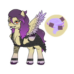 Size: 2048x2048 | Tagged: safe, alternate version, artist:multiverseequine, derpibooru import, oc, oc only, oc:terri hurricane, pegasus, pony, clothes, colored, come at me bro, female, jacket, leather jacket, looking at you, mare, muscles, muscular female, quadruped, simple background, smiling, smiling at you, solo, tattoo, transparent background, wrestler, wristband