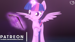 Size: 1280x720 | Tagged: safe, artist:marshmallow-pone, derpibooru import, twilight sparkle, twilight sparkle (alicorn), alicorn, 3d, book, female, solo, source filmmaker