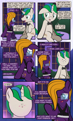 Size: 1920x3168 | Tagged: safe, artist:alexdti, derpibooru import, oc, oc:purple creativity, oc:star logic, pegasus, pony, unicorn, comic:quest for friendship, bowtie, clothes, dress, faic, male, stallion, woll smoth