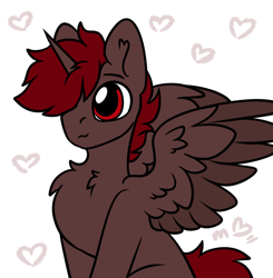 Size: 1390x1416 | Tagged: safe, artist:mariashek, derpibooru import, oc, oc:hardy, alicorn, pony, sitting, solo, wings