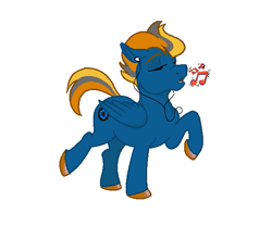 Size: 601x499 | Tagged: safe, artist:epicvon, derpibooru import, oc, oc only, pegasus, pony, earbuds, music notes, simple background, singing, solo, white background