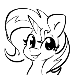 Size: 2250x2250 | Tagged: safe, artist:tjpones, derpibooru import, sunset shimmer, pony, unicorn, :p, black and white, bust, cute, female, grayscale, looking at you, mare, monochrome, shimmerbetes, silly, simple background, smiling, smiling at you, solo, tongue, tongue out, white background