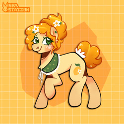 Size: 1280x1280 | Tagged: safe, artist:seasemissary, derpibooru import, oc, oc:blossom, earth pony, pony, female, flower, flower in hair, green eyes, mare, solo