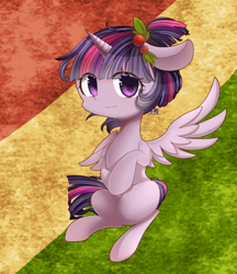 Size: 950x1100 | Tagged: safe, artist:alus, derpibooru import, twilight sparkle, twilight sparkle (alicorn), alicorn, pony, ears, floppy ears, missing cutie mark, one wing out, solo, wings