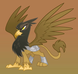 Size: 2800x2650 | Tagged: safe, artist:equestria-prevails, derpibooru import, oc, oc only, griffon, gradient background, griffon oc, solo, spread wings, wings