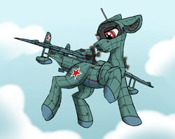 Size: 1974x1569 | Tagged: safe, artist:reddthebat, derpibooru import, oc, original species, plane pony, pony, be-6, flying, plane, sky, solo