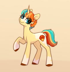 Size: 1663x1704 | Tagged: safe, artist:_alixxie_, derpibooru import, oc, oc only, pony, unicorn, female, head tilt, looking at you, mare, raised hoof, raised leg, side view, simple background, solo