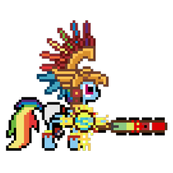 Size: 800x800 | Tagged: safe, artist:grekbronymx95, derpibooru import, rainbow dash, pegasus, pony, aztec, macuahuitl, pixel art, simple background, solo, transparent background