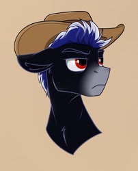 Size: 1021x1265 | Tagged: safe, artist:rutkotka, derpibooru import, oc, oc only, pony, commission, cowboy hat, hat, simple background, solo, tan background, ych result