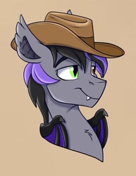 Size: 1069x1385 | Tagged: safe, artist:rutkotka, derpibooru import, oc, oc only, pony, commission, cowboy hat, hat, simple background, solo, tan background, ych result