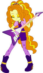 Size: 1122x1899 | Tagged: safe, artist:robocheatsy, derpibooru import, adagio dazzle, anthro, equestria girls, belt, clothes, decoration, electric guitar, eyes closed, eyeshadow, female, gem, gloves, guitar, jewelry, long hair, long socks, makeup, musical instrument, necklace, pony ears, simple background, solo, transparent background, vector, yellow eyeshadow