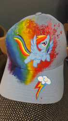 Size: 1840x3264 | Tagged: safe, artist:joellethenose, derpibooru import, rainbow dash, pegasus, pony, baseball cap, cap, craft, cutie mark, hat, irl, photo, solo