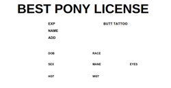 Size: 972x502 | Tagged: safe, derpibooru import, editor:secretbronyx, best pony, best pony license, id card, meme template, monochrome, no pony, text, text only