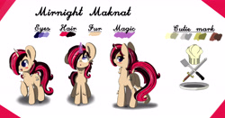 Size: 6780x3550 | Tagged: safe, artist:hisp, derpibooru import, oc, oc only, oc:mirnight maknat, pony, unicorn, bedroom eyes, butt, chest fluff, cutie mark, magic, plot, pose, reference sheet, simple background, solo, white background