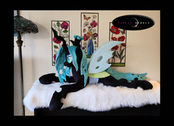 Size: 792x576 | Tagged: safe, artist:purplenebulastudios, derpibooru import, queen chrysalis, changeling, changeling queen, female, irl, lying down, photo, plushie, prone, solo