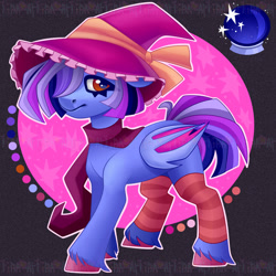 Size: 2000x2000 | Tagged: safe, artist:irinamar, derpibooru import, oc, oc only, bat pony, pony, clothes, hat, scarf, solo, witch hat