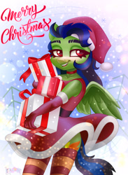 Size: 2200x3000 | Tagged: safe, artist:irinamar, derpibooru import, oc, oc only, anthro, pegasus, christmas, holiday, present, solo