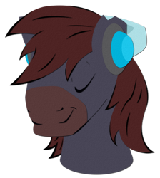 Size: 500x559 | Tagged: safe, artist:jitterbug-cafe, derpibooru import, oc, oc:raggedy, pony, bust, headphones, male, portrait, simple background, solo, stallion, transparent background, tumblr:jitterbug cafe