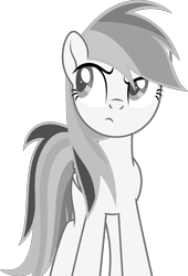 Size: 2179x3207 | Tagged: safe, artist:josephlu2021, derpibooru import, oc, oc only, oc:gray awesome dash, pegasus, pony, female, fixed, folded wings, monochrome, pegasus oc, pony oc, reupload, simple background, transparent background, unamused, wings