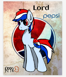 Size: 450x522 | Tagged: safe, artist:holomouse, derpibooru import, oc, oc only, oc:lord pepsi, earth pony, pony, earth pony oc, male, pepsi, soda