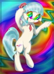 Size: 853x1170 | Tagged: safe, artist:holomouse, derpibooru import, coco pommel, earth pony, pony, drugs, female, psychedelic, solo