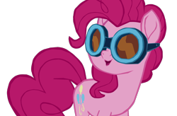 Size: 1280x841 | Tagged: safe, artist:benpictures1, pinkie pie, earth pony, pony, my little pony: the movie, cute, diapinkes, female, goggles, inkscape, looking at someone, mare, ponk, simple background, smiling, solo, transparent background, vector, we got this together