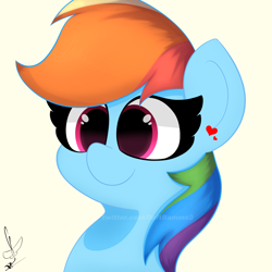 Size: 2000x2000 | Tagged: safe, artist:daftramms, derpibooru import, rainbow dash, pegasus, pony, cute, fanart, simple background, solo