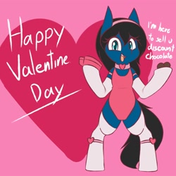 Size: 2000x2000 | Tagged: safe, artist:rice, derpibooru import, oc, oc only, earth pony, pony, bipedal, chocolate, choker, clothes, food, holiday, leotard, solo, stockings, thigh highs, valentine's day