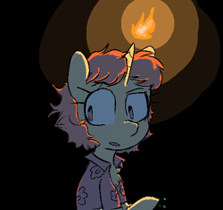 Size: 513x483 | Tagged: safe, artist:cherro, derpibooru import, oc, oc only, oc:nina rauser, pony, unicorn, clothes, dark, fire, hawaiian shirt, shirt, solo