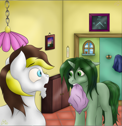 Size: 1920x1984 | Tagged: safe, artist:lennystendhal13, derpibooru import, oc, oc only, oc:moorsavage, oc:stendhal, earth pony, pony, unicorn, facial hair, female, male, mare, stallion, thermometer