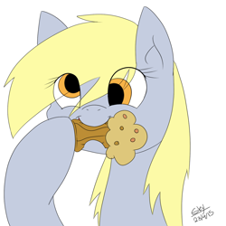 Size: 1024x1024 | Tagged: safe, artist:artponie, derpibooru import, derpy hooves, pegasus, pony, 2015, female, food, mare, muffin, simple background, solo, white background