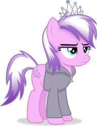 Size: 3266x4274 | Tagged: safe, artist:anime-equestria, derpibooru import, diamond tiara, earth pony, pony, alternate hairstyle, clothes, female, hoodie, jewelry, mare, older, older diamond tiara, simple background, solo, tiara, transparent background, vector