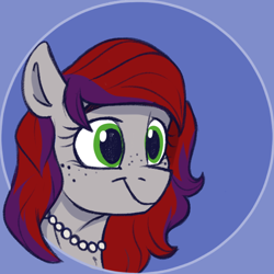Size: 700x700 | Tagged: safe, artist:rutkotka, derpibooru import, oc, oc only, oc:evening prose, pegasus, pony, female, freckles, jewelry, mare, necklace, pearl necklace