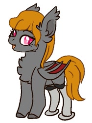 Size: 351x466 | Tagged: safe, artist:_ragd0ll__, derpibooru import, oc, oc only, bat pony, amputee, art trade, prosthetic leg, prosthetic limb, prosthetics, simple background, solo, white background