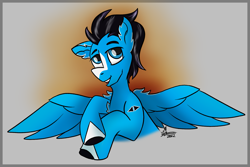 Size: 1915x1282 | Tagged: safe, artist:whirlwindflux, derpibooru import, oc, oc:enduro elite, pegasus, pony, male, solo, stallion