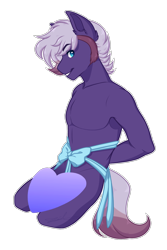 Size: 1200x1800 | Tagged: safe, artist:purplegrim40, derpibooru import, oc, oc only, anthro, earth pony, arm behind back, censored, commission, earth pony oc, facial hair, heart, male, simple background, solo, transparent background, ych result