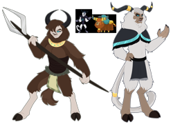 Size: 2500x1800 | Tagged: safe, artist:purplegrim40, derpibooru import, storm king, anthro, unguligrade anthro, yak, my little pony: the movie, crack ship offspring, male, offspring, parent:prince rutherford, parent:storm king, simple background, spear, transparent background, weapon