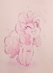 Size: 1503x2048 | Tagged: safe, artist:fipoki, derpibooru import, pinkie pie, earth pony, pony, cute, diapinkes, female, mare, one eye closed, open mouth, open smile, smiling, solo, traditional art, wink