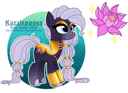 Size: 1024x747 | Tagged: safe, artist:kazziepones, derpibooru import, oc, oc only, oc:shimmering lotus, earth pony, pony, cutie mark, female, gradient eyes, mare, patterned background, side view, simple background, smiling, solo, three quarter view, transparent background, white outline