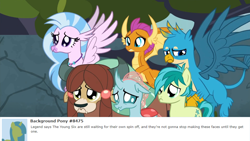 Size: 1920x1080 | Tagged: safe, derpibooru import, edit, edited screencap, screencap, gallus, ocellus, sandbar, silverstream, smolder, yona, changedling, changeling, classical hippogriff, dragon, earth pony, griffon, hippogriff, pony, yak, school daze, cute, derpibooru, diaocelles, diastreamies, dilated pupils, gallabetes, meta, sandabetes, smolderbetes, spin off, student six, yonadorable