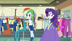 Size: 1280x720 | Tagged: safe, artist:starman1999, derpibooru import, edit, edited screencap, screencap, rainbow dash, rarity, human, equestria girls, friendship games, clothes, long skirt, skirt